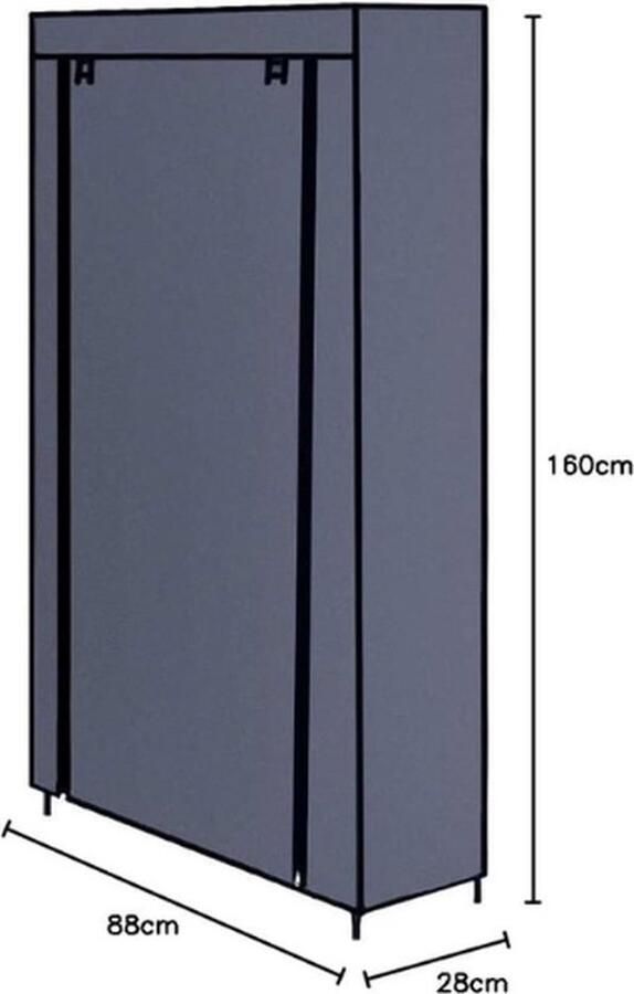 Schoenenkast met 9 Niveaus 45 Paar Schoenen Stoffe Schoenenrek 88x28x160cm met Hoes Grijs