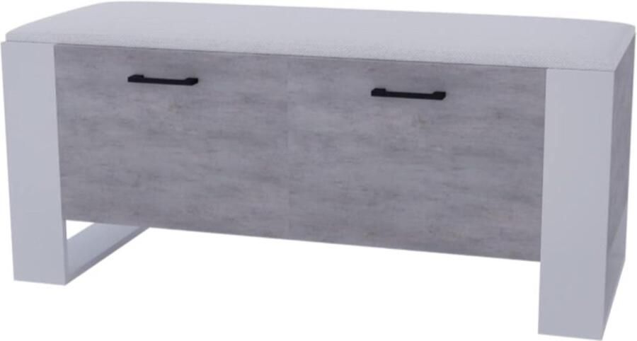 Schoenenkast met bank in modern design en robuuste kwaliteit. Voorzien van een gesloten schoenenrek en een comfortabele gevoerde zitting