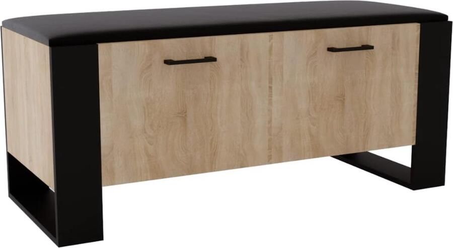 Schoenenkast met bank in modern design en robuuste kwaliteit. Voorzien van een gesloten schoenenrek en een comfortabele gevoerde zitting. Perfect voor stijlvol opbergen en extra zitruimte