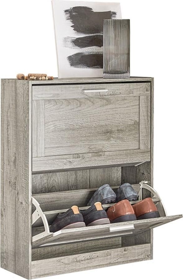 Rootz Living Rootz Schoenenkast met Kantelslot Schoenenorganizer Schoenenopslag Muurbeveiligd Multifunctionele bovenplaat 60 cm x 79 cm x 23 cm