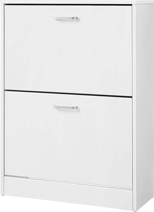 Schoenenkast met 2 klapdeuren verstelbare en afneembare verdeler 12 paar damesschoenen 8 herenschoenen smalle ingang 60 x 24 x 835 cm (l x b x h) wit - Foto 7