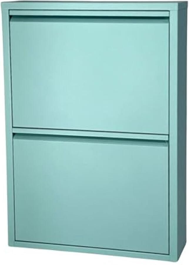 Schoenenkast met Magnetische Kleppen Ruimtebesparend Schoenenrek in Turquoise