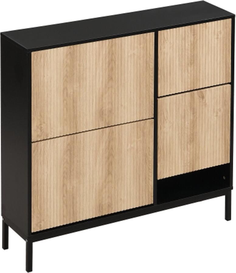 Gotagee Schoenenkast met schoenenwisselkruk schoenenrek met drie kleppen en open opbergruimte geschikt voor hal slaapkamer