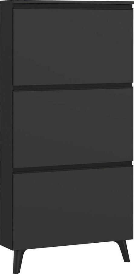 Schoenenkast met spiegel 3600-547 Germania grafiet kleppen ruimte voor schoenen 67 x 139 x 19 cm Schoenenkast met spiegel