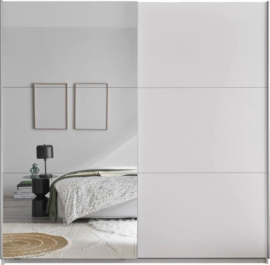 Schoenenkast met spiegel Cantera Schuifdeurkast wit met veelzijdige spiegel 209-x-205-x-58-cm-b-x-h-x-d Schoenenkast met spiegel