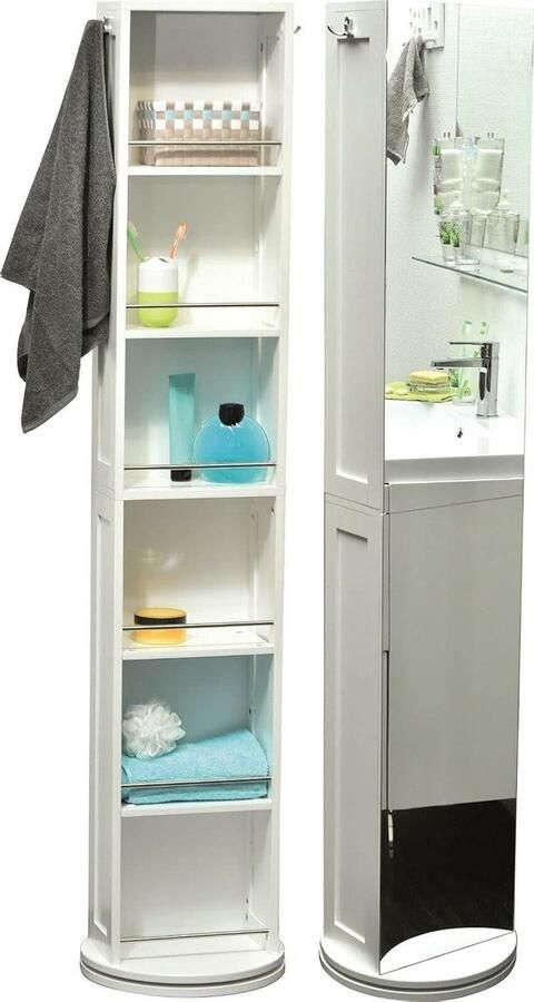 Schoenenkast met spiegel Hang Draaibare MDF hoge kast met opslag alcoves hout wit 30 x 175 x 1695 cm Schoenenkast met spiegel