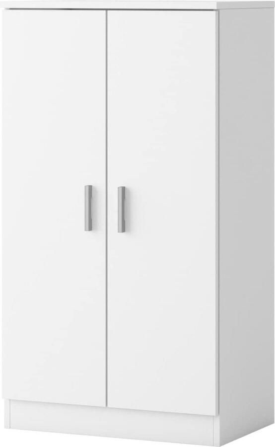 Schoenenkast met spiegel Schoenenrek 2 deuren 55 x 35 x 100 cm 4 legplanken binnen grote inhoud ideaal voor entrees en commodes kleur wit modern klassiek Scandinavisch Schoenenkast met spiegel