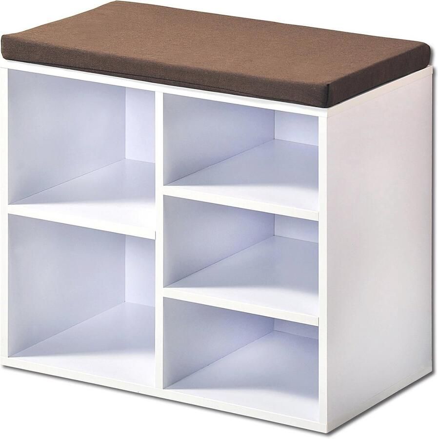 Schoenenkast met Zitkussen Ruimtebesparend Ontwerp voor Maximaal 5 Paar Schoenen Wit