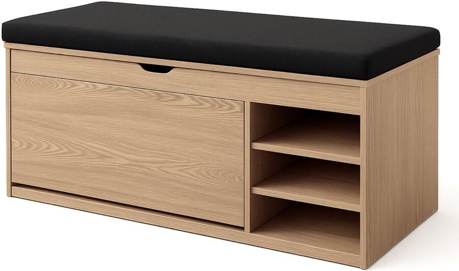 Schoenenkast met zitplaats en uittrekbare planken GRADIA 100 x 34 x 50 cm