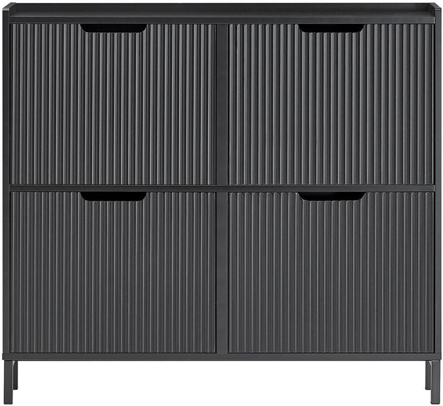 Schoenenkast Opbergkast 4 Vlakken Zwart Smalle kast Wandkast