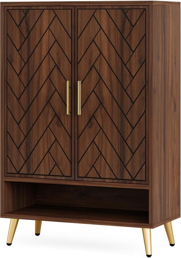 Schoenenkast Opbergkast Walnoothout 6 laags Schoenenkast met deuren 75x35x110cm max. 18 paar schoenen