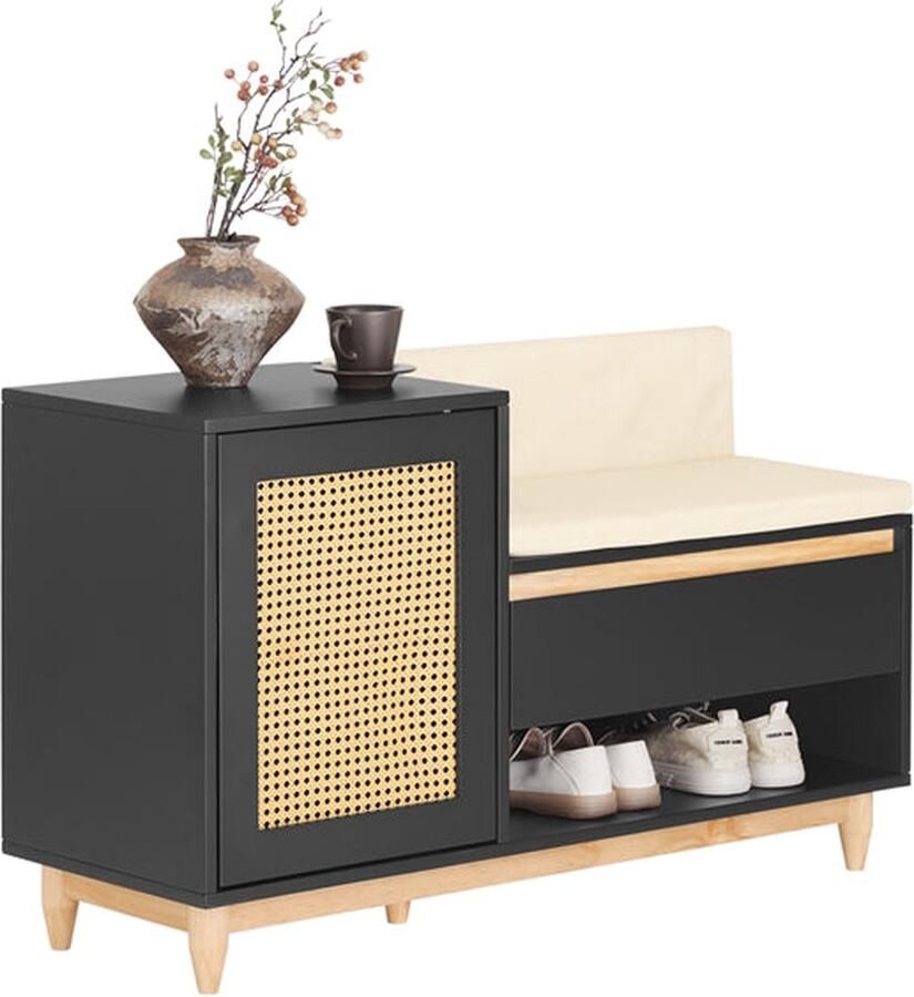 Rootz Living Rootz Schoenenkast Opbergorganisator Gele gaasdeur Verstelbare plank Massief grenen 100 cm x 60 cm x 35 cm