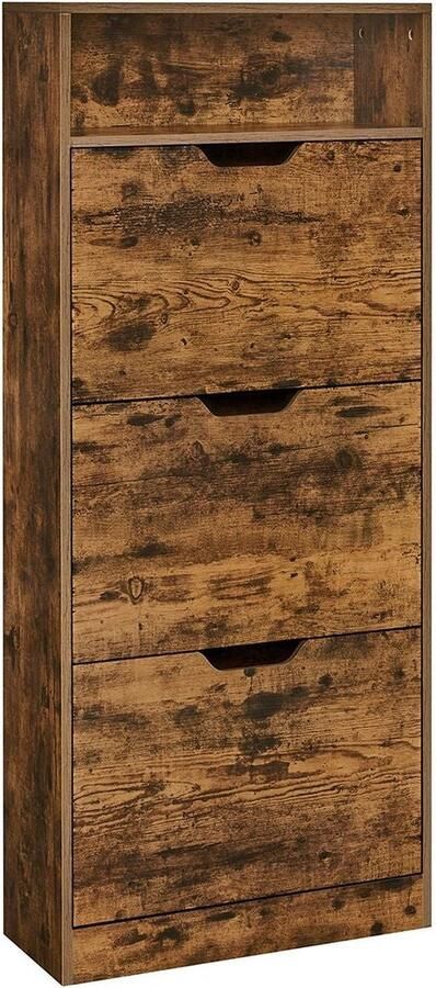 VASAGLE Schoenenkast 3 kleppen Schoenenkast Schoenenrek Schoenenopslag open vak Verstelbare tussenschot voor 14-18 paar schoenen Gang - Foto 2