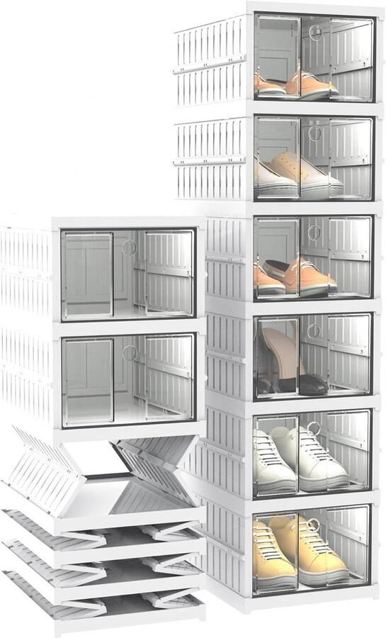 Schoenenkast Opvouwbare schoenenorganizer transparante schoenopbergdozen woonkamer slaapkamer wit