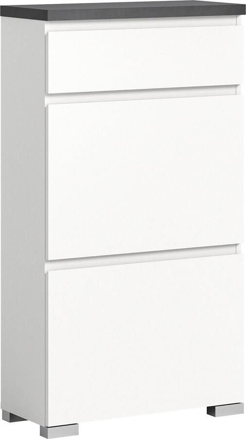 Rootz Living Rootz Schoenenkast Organizer Klompenopslag Wit Schoenenrek Industrieel Grijs Schoenenrek FSC Gecertificeerd 60cm x 109cm x 27cm