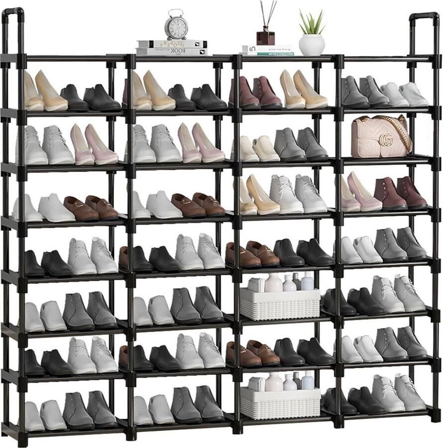 Schoenenkast Opbergkast 16 Kubussen Kinderen Kledingkast Deuren Kunststof Steekrek Multifunctioneel Schoenen Speelgoed 123 x 31 x 123 cm Roze LPC906P01 - Foto 4