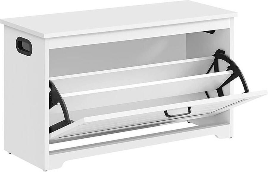 Rootz Living Rootz Schoenenkast Schoenenbank Schoenenkast Met Dop Houten Schoenenkast Spaanplaat Wit 80 x 30 x 46 cm