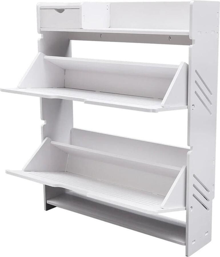 Schoenenkast Schoenenbank Schoenenrek 2 Flip Drawers Schoenenkast Vrijstaande Schoenenorganizer Entreekast Wit