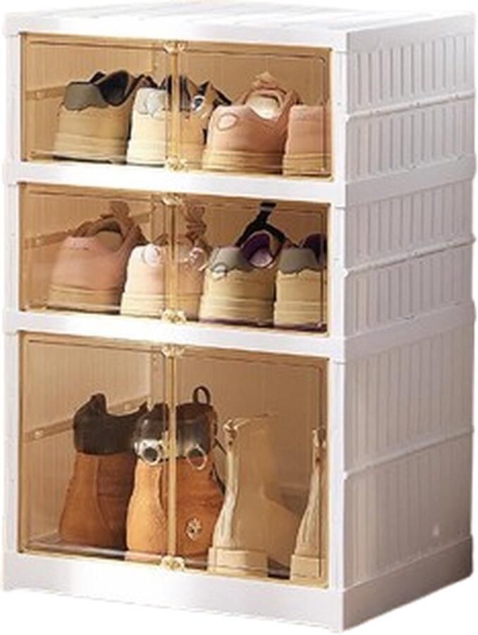 Schoenenkast Schoenenbank Schoenenrek Opvouwbare schoenenkast Eenvoudige installatie Opvouwbaar schoenenrek Rek met deur Wit