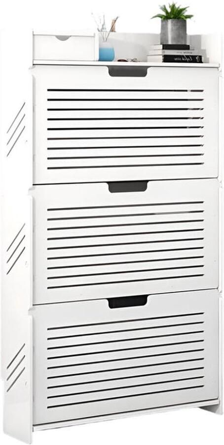 Schoenenkast Schoenenbank Schoenenrek Schoenenkast met verborgen handgreep lades Ruimtebesparend Stofdicht Wit