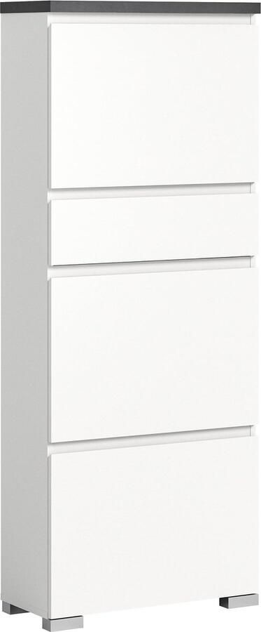 Rootz Living Rootz Schoenenkast Schoenenkist Schoenenorganizer Houtmateriaal Wit en Industrieel Grijs Nb 60cm x 152cm x 27cm