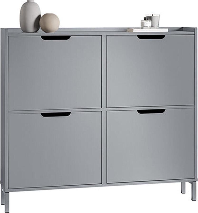 Rootz Living Rootz Schoenenkast Schoenenopberger Schoenenorganizer MDF Metaal Compact ontwerp 100 cm x 90 cm x 19 cm