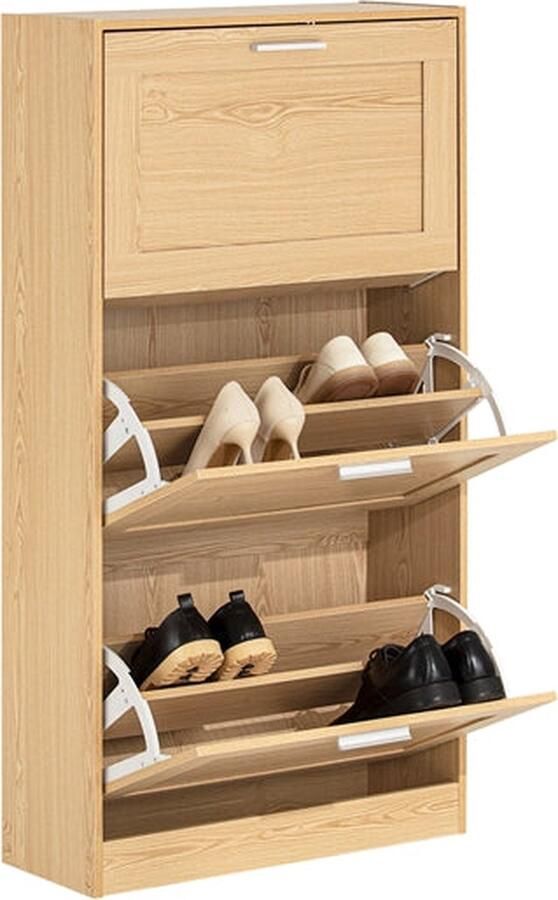 Rootz Living Rootz Schoenenkast Schoenenorganizer Schoenenopslag MDF & PB Materiaal 60cm x 115cm x 23cm Kantelvergrendeling Verschillende kleuropties Ruimtebesparend
