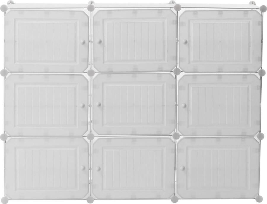 Schoenenkast Schoenenrek Draagbaar schoenenrek 36 paar schoenen DIY plankorganizer Plastic schoenenkast met deuren Entree Wit