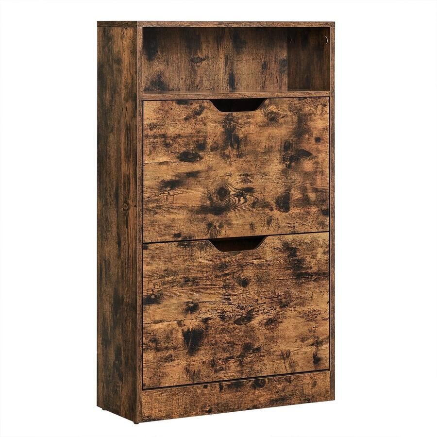 Schoenenkast Schoenenrek- Opberger- 2 Kleppen Vintage Bruin Wandkast 102x60x24CM