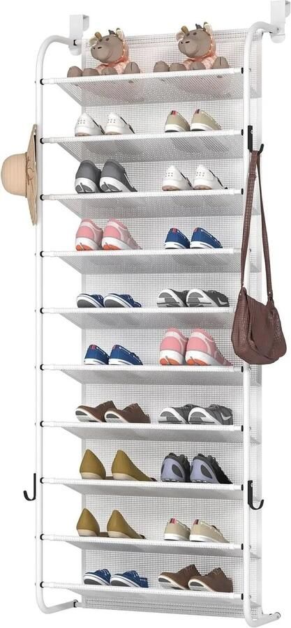 Schoenenkast Schoenenrek Schoenenbank 10-laags schoenenrek Hangend schoenenrek voor kastvoorraadkast boven de deur Wit