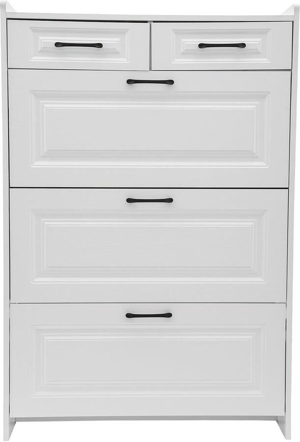 Schoenenkast – Schoenenrek – Schoenenopberger – Halmeubel – Schoenenbank – Wit Hout – 16-20 Paar – Ruimtebesparend Design