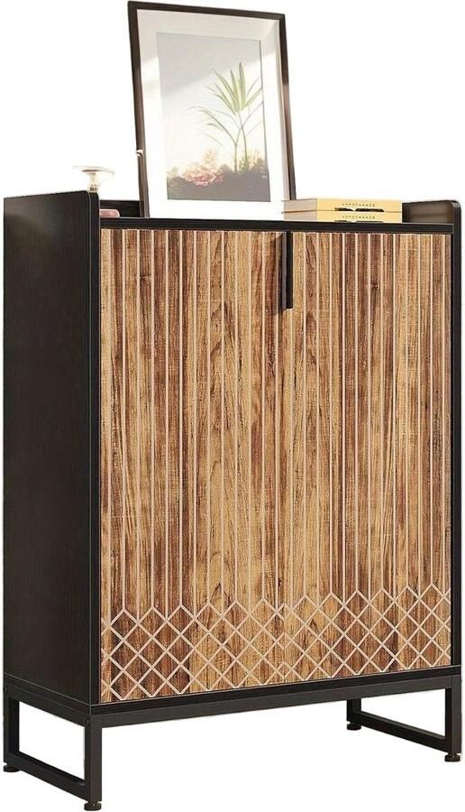 Schoenenkast – Schoenenrek – Schoenenopberger – Opbergkast – Halmeubel – Zwart Bruin – 6 Planken – Geschikt voor 25 Paar Schoenen