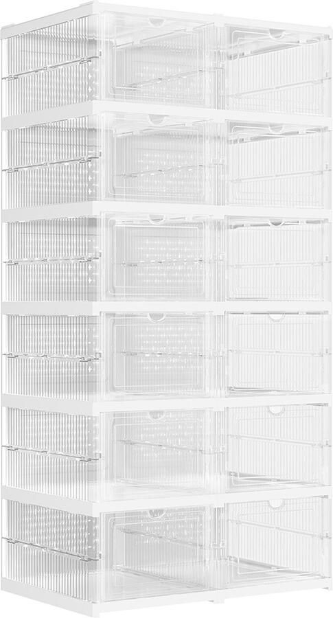 Woon Wereld Schoenenkast set van 2 met schoenendozen transparant wolkwit