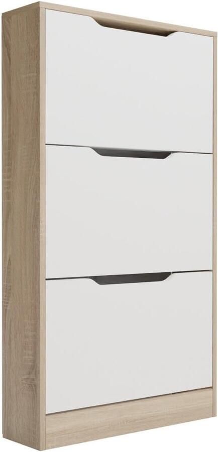 Schoenenkast smal praktisch 1 stuk kleurrijk hout 107 cm hoog