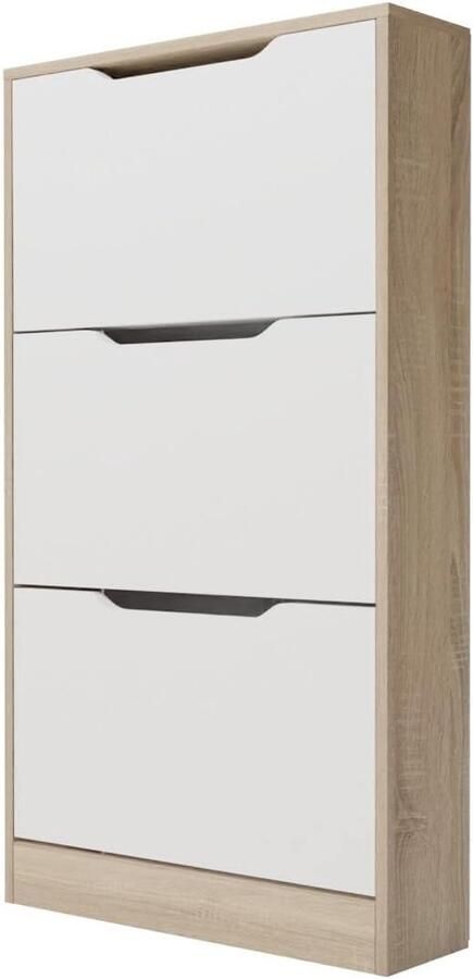 Schoenenkast smal praktisch en functioneel 1 stuk Kambria en wit 107 cm