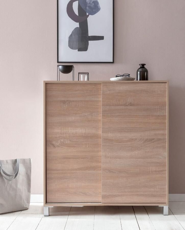 Rootz Living Rootz Schoenenkast Sonoma Hoog Design Houten Schoenenrek Grote Capaciteit voor 20 Paar 100x108x37.5cm