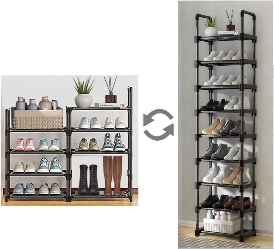 Schoenenkast Opbergkast 16 Kubussen Kinderen Kledingkast Deuren Kunststof Steekrek Multifunctioneel Schoenen Speelgoed 123 x 31 x 123 cm Roze LPC906P01 - Foto 8