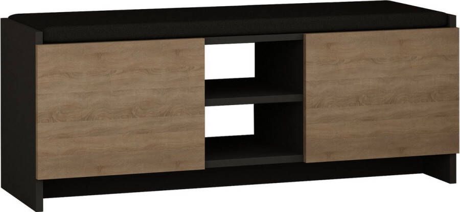 Schoenenkast Stijlvol Antraciet & Eiken Design Ruime 110x43x37cm Duurzaam Melamine Materiaal - Foto 3