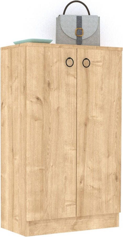 Schoenenkast Stijlvol Eiken Design Ruimtebesparend 60x100x31 6cm Duurzaam Melamine Materiaal - Foto 2