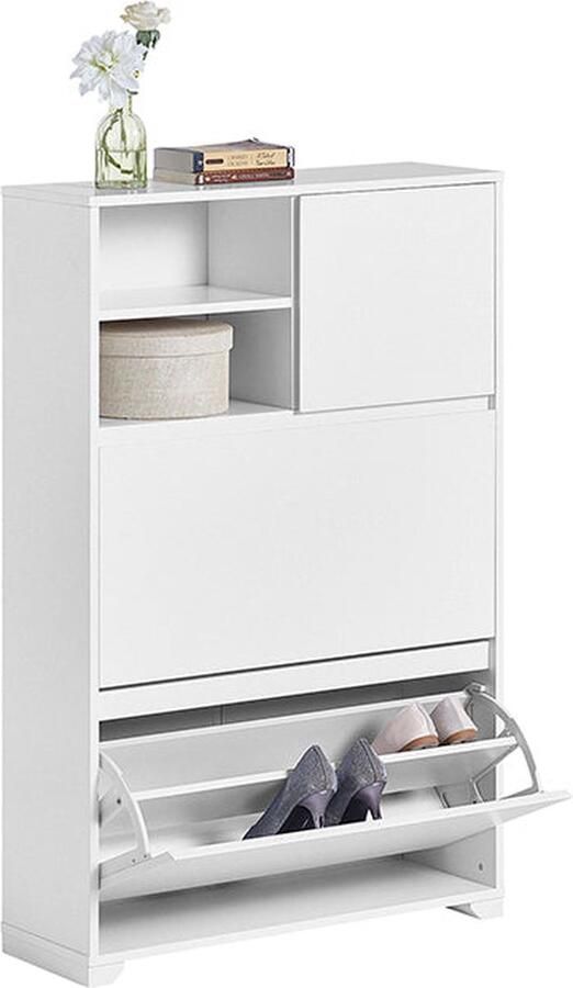 Rootz Living Rootz Schoenenkast Tipper Schoenenorganizer Schoenenopslag Ruimtebesparend ontwerp Wandmontage Veelzijdige opslag 71 cm x 118 cm x 24 cm