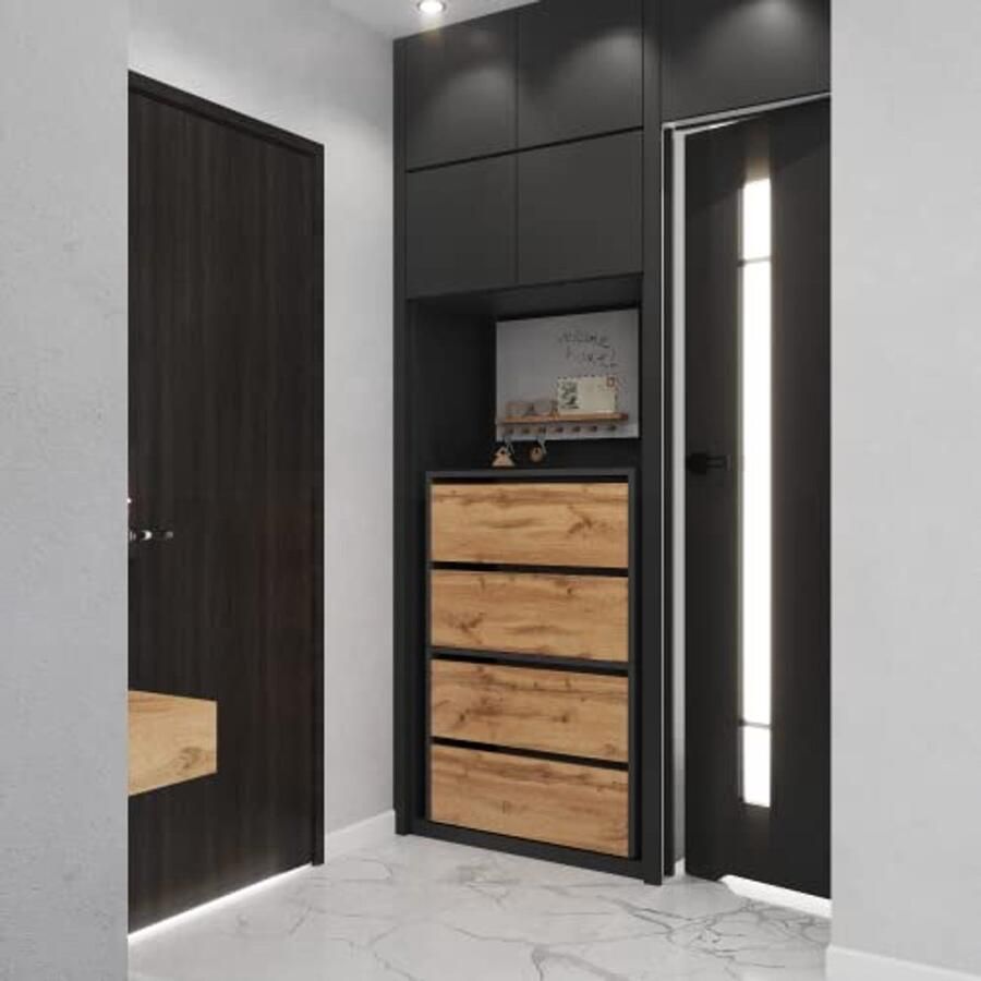 Schoenenkast voor Hal Modulaire Schoenrek met Opbergruimte en Zithoek 60 x 50 x 36 cm