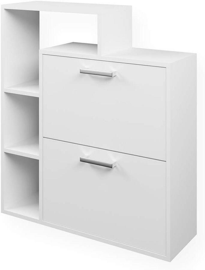 Schoenenkast Wit 80 x 90 cm met Inklapbare Planken