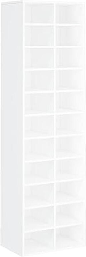 Schoenenkast Wit Houten Schoenrek met 22 Compartmenten