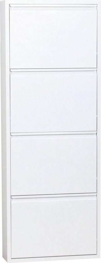 Hioshop Pisa schoenenkast wit metaal met 4 vakken.