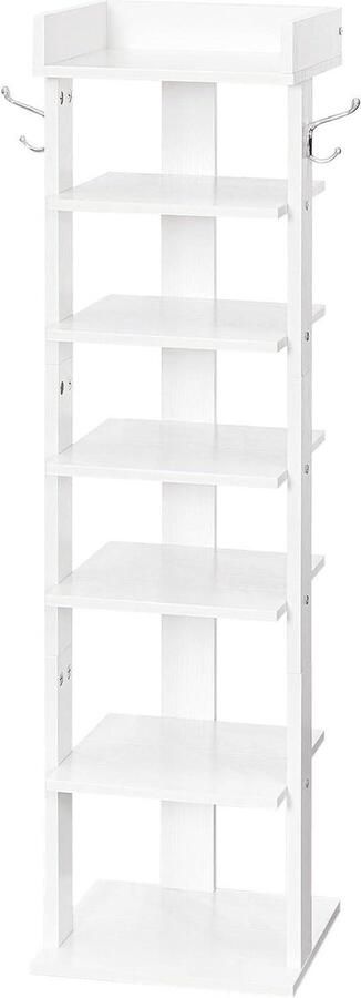 Schoenenkast wit verticaal 7-laags met omheining en haken ruimtebesparend hal woonkamer EWT61XJ01