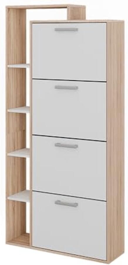 Schoenenkast wit sonoma met 4 vakken 80 x 166 cm