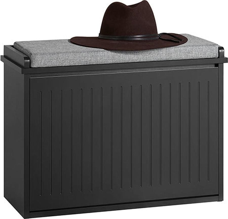 Rootz Living Rootz Schoenenkastbank Schoenenkantelaar Schoenenopberger met zitje Ruimtebesparend ontwerp Krasvrije installatie Veelzijdige styling Zwart 62 cm x 46 cm x 26 cm