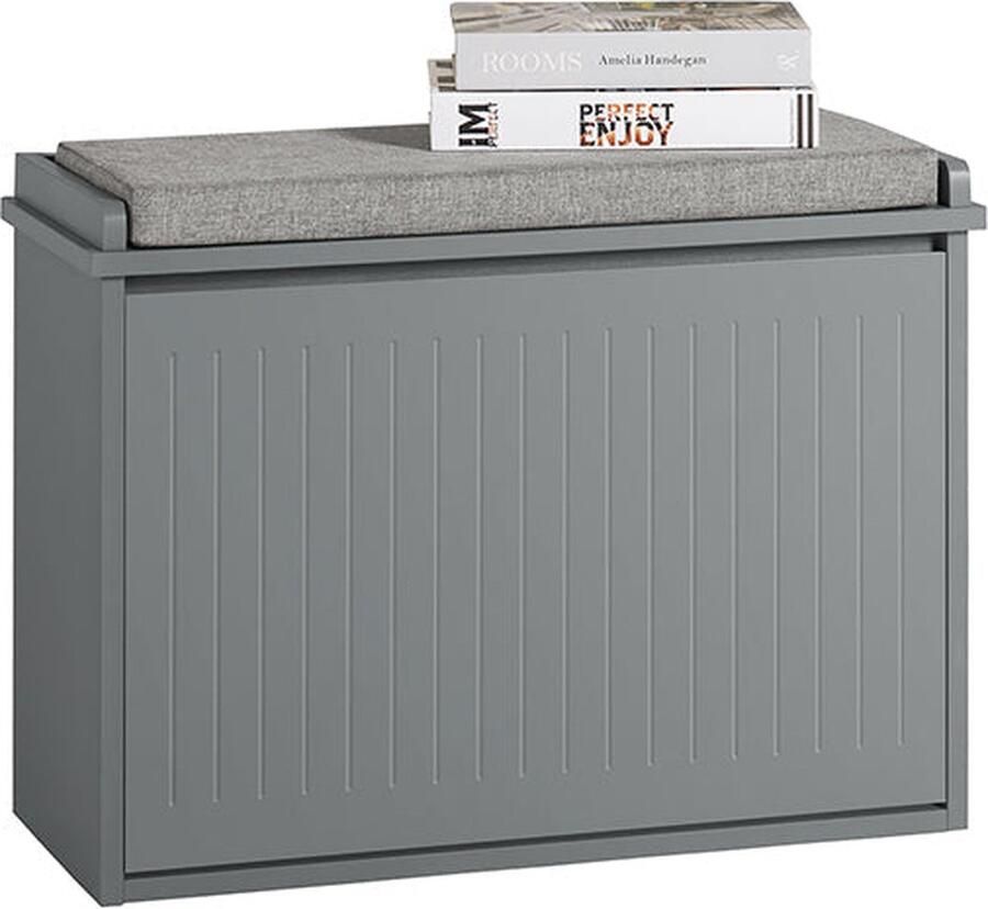 Rootz Living Rootz Schoenenkastbank Schoenenkantelaar Schoenenopberger met zitje Ruimtebesparend ontwerp Krasvrije viltglijders Lichtgrijs 62 cm x 46 cm x 26 cm