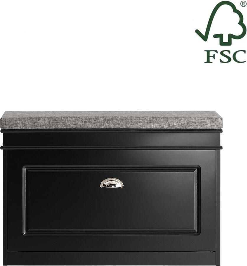 Rootz Living Rootz schoenenkastbank schoenenopslag schoenenorganizer FSC-gecertificeerd gedempte zitting milieuvriendelijke verpakking 75 cm x 51 cm x 24 cm