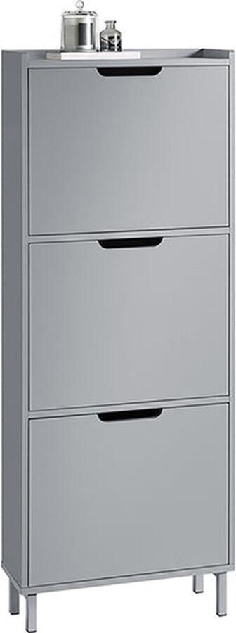 Rootz Living Rootz Schoenenkipperkast Schoenenopbergorganisator Schoenenkast Ruimtebesparend ontwerp Veelzijdige opslag Verbeterde stabiliteit Lichtgrijs 50 cm x 129 cm x 19 cm